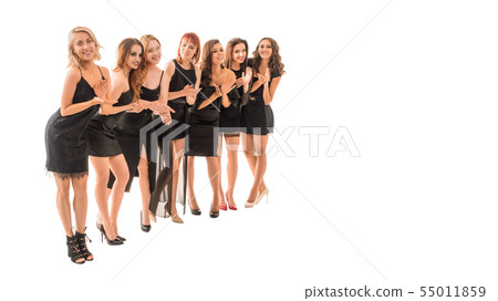 Large group of woman applauding. Isolated on white background 55011859