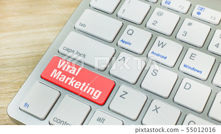 The red Viral marketing on keyboard  business. 55012016
