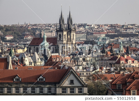 Aerial view of Prague, Czechia 55012658