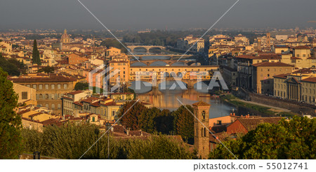 Aerial view of Florence (Italy) at sunrise 55012741