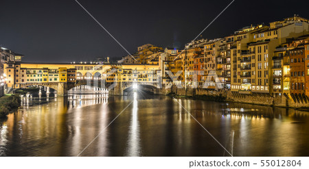 Ponte Vecchio Bridge in Florence at night 55012804