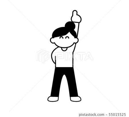Plain-dressed woman pointing up (deformed) Plain-dressed woman pointing up (deformed) 55015525