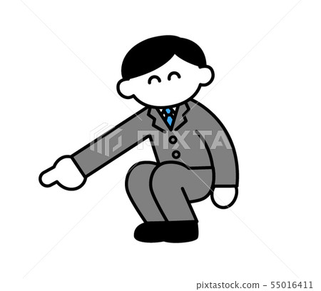 Office worker pointing down with smile (deformed) Office worker pointing down with smile (deformed) 55016411