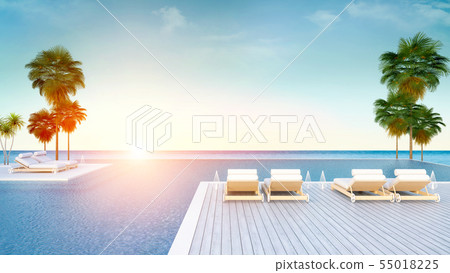 beach lounge at the morning 55018225