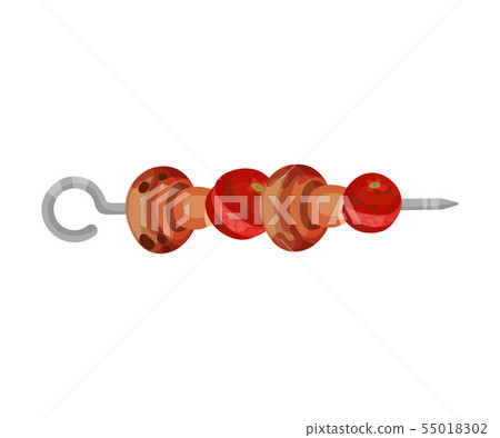 Kebab of mushrooms and radish. Vector illustration on white background. Kebab of mushrooms and radish. Vector illustration on white background. 55018302