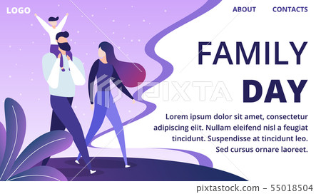 Family Day Banner Mother Father And Little Child Stock