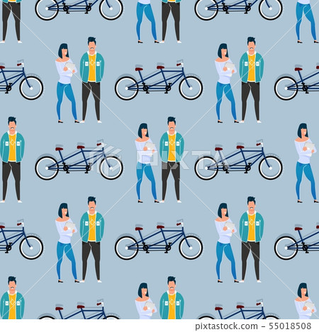 Coworkers and Tandem Bicycle Seamless Pattern 55018508
