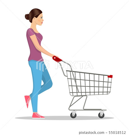 shopping woman with a cart 55018512