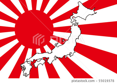 Background wallpaper, vector illustration material, map of japan, image, Hinomaru, flag of Japan, national, free, free size, tokyo 55019378