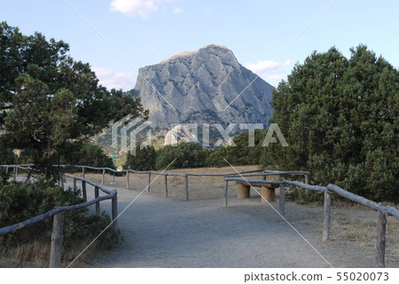 walkway for tourists on the background of a small walkway for tourists on the background of a small 55020073