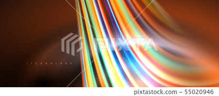 Fluid color rainbow style wave abstract background, techno modern design on black 55020946