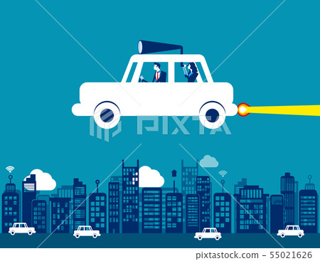 Business team and flying car, Concept business 55021626