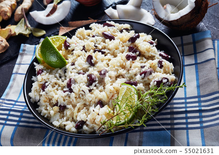 close-up of Jamaican Rice and Red Beans 55021631