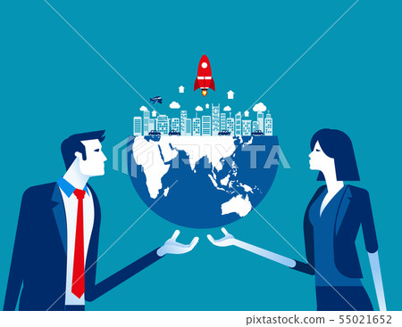 Organization holds the globe. Concept business 55021652
