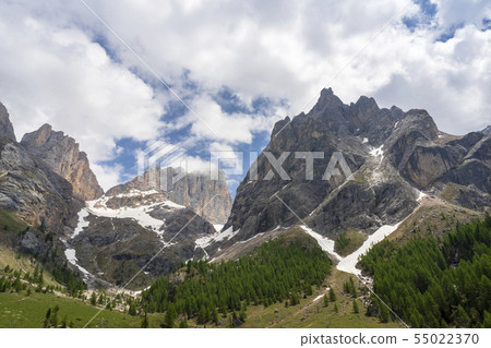 Beautiful summer view of Marmolada massif from Val 55022370