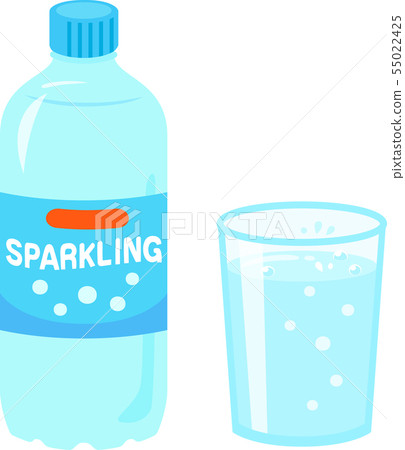 Carbonated Water In A Plastic Bottle And Glass Stock Illustration 55022425 Pixta