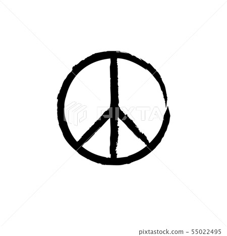 Round textured hippie peace sign for printing. Round textured hippie peace sign for printing. 55022495