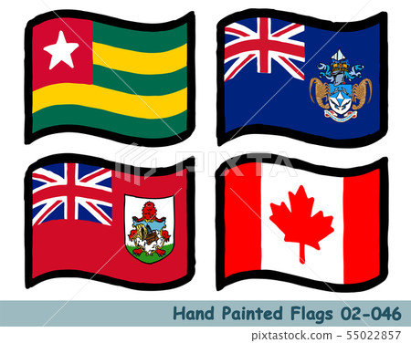 Hand drawn flag icon, Togo flag, Tristan da Cunha flag, Bermuda flag, Canada flag 55022857