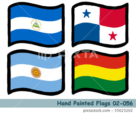 Hand-drawn flag icon, Nicaragua flag, Panama flag, Argentina flag, Bolivia flag 55023202