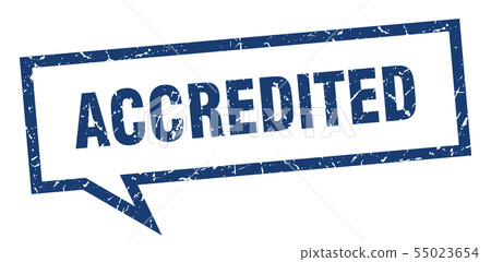 accredited sign. accredited square speech bubble. accredited sign. accredited square speech bubble. 55023654