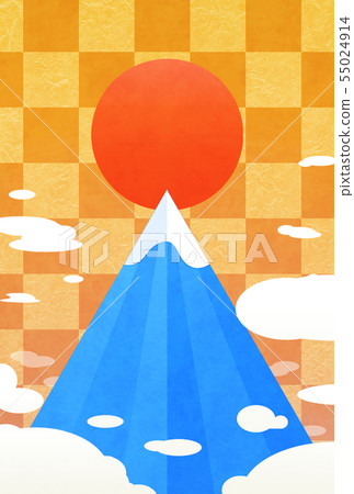 新年賀卡2020年富士山的第一個日出新年大小 55024914