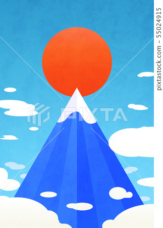 新年賀卡2020年富士山的第一個日出新年大小 55024915