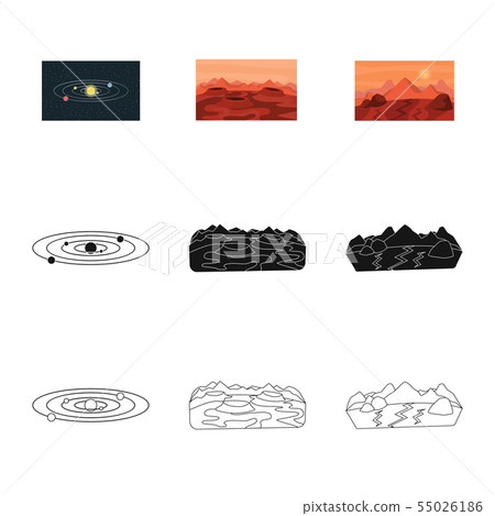 Isolated object of astronomy and technology icon. Set of astronomy and sky stock vector illustration Isolated object of astronomy and technology icon. Set of astronomy and sky stock vector illustration 55026186