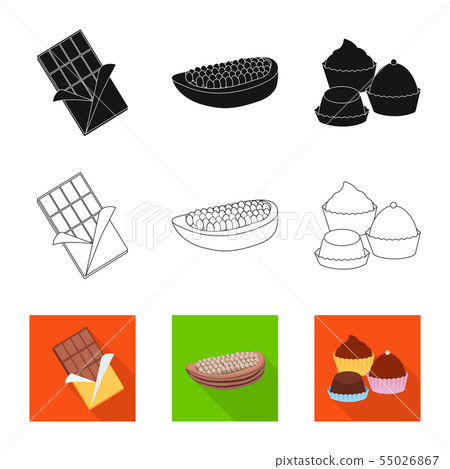 Vector illustration of food and yummy symbol. Set of food and brown vector icon for stock. 55026867