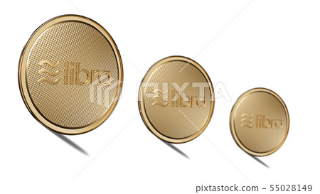 Concept of golden Libra coins with logo on front Concept of golden Libra coins with logo on front 55028149