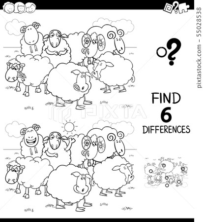 differences color book with farm sheep differences color book with farm sheep 55028538