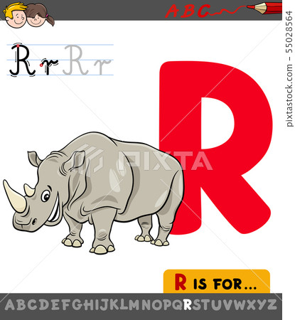 letter R worksheet with rhinoceros animal 55028564