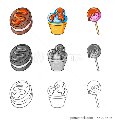 Isolated object of confectionery and culinary icon. Collection of confectionery and product stock 55028626
