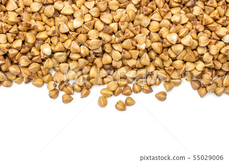 Raw buckwheat grain isolated on white Raw buckwheat grain isolated on white 55029006