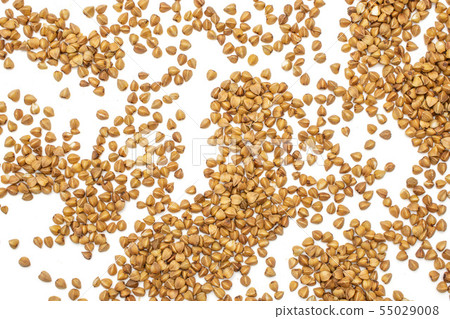 Raw buckwheat grain isolated on white Raw buckwheat grain isolated on white 55029008