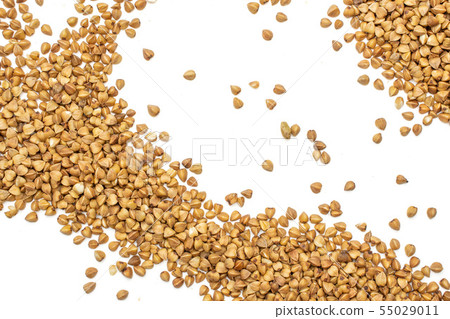 Raw buckwheat grain isolated on white 55029011