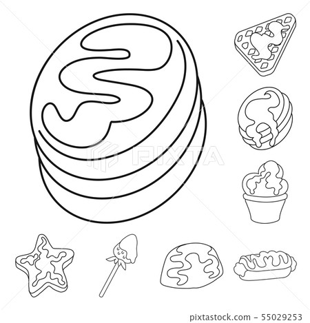 Vector illustration of sweet and product logo. Set of sweet and caramel stock symbol for web. Vector illustration of sweet and product logo. Set of sweet and caramel stock symbol for web. 55029253