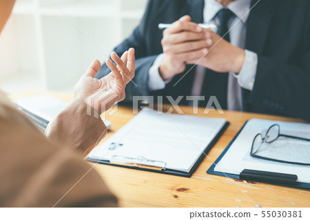 Attractive young business woman in a job interview 55030381