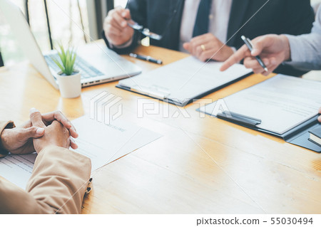 Attractive young business woman in a job interview 55030494
