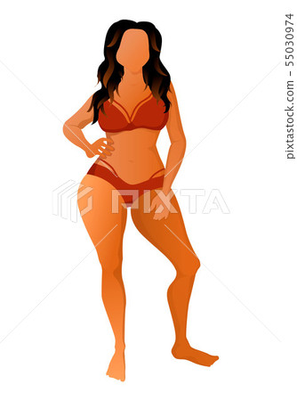 Cute tanned woman dressed in underwear. Vector illustration. 55030974