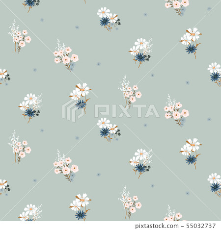 Flowers vintage colors seamless vector pattern. Flowers vintage colors seamless vector pattern. 55032737