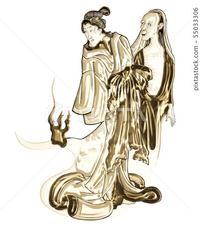 A figure of making a monster in an old temple to go to a old-fashioned play cat and a year 55033306