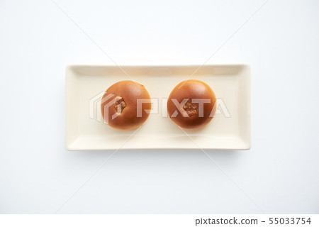 Anpan bread on a white background. 55033754
