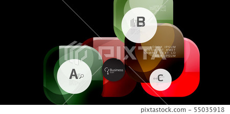 Retro colorful geometric background - circles on black, great design for any purposes. Creative 55035918