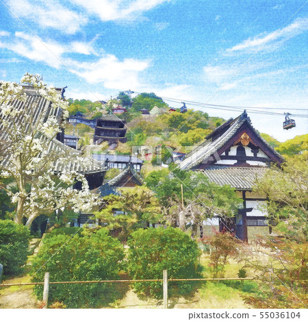 Onomichi Tenneiji watercolor style illustration Onomichi Tenneiji watercolor style illustration 55036104