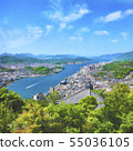 Onomichi Suido watercolor style illustration 55036105