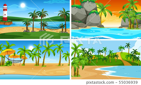 Set of tropical ocean nature scenes with beaches Set of tropical ocean nature scenes with beaches 55036939
