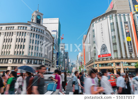 Tokyo cityscape in Japan Tokyo, Ginza (Ginza where the rainy season is sunny and blue sky spreads) 55037857