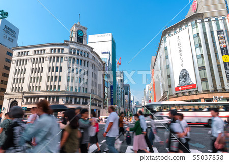 Tokyo cityscape in Japan Tokyo, Ginza (Ginza where the rainy season is sunny and blue sky spreads) 55037858