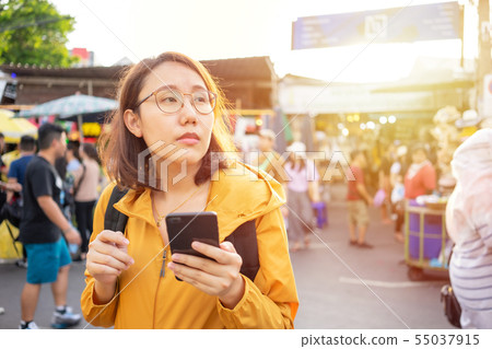 Portrait Beautiful Asian women stand to hold Portrait Beautiful Asian women stand to hold 55037915