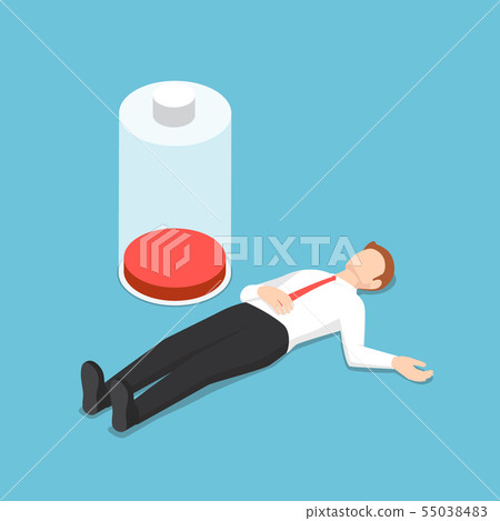 Isometric businessman fainting on the floor with Isometric businessman fainting on the floor with 55038483